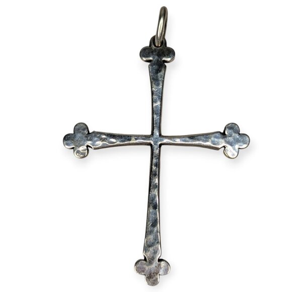 James Avery Large Hammered Botonnee 925 Sterling Cross Pendant Retired 2 3/8" - Picture 1 of 7